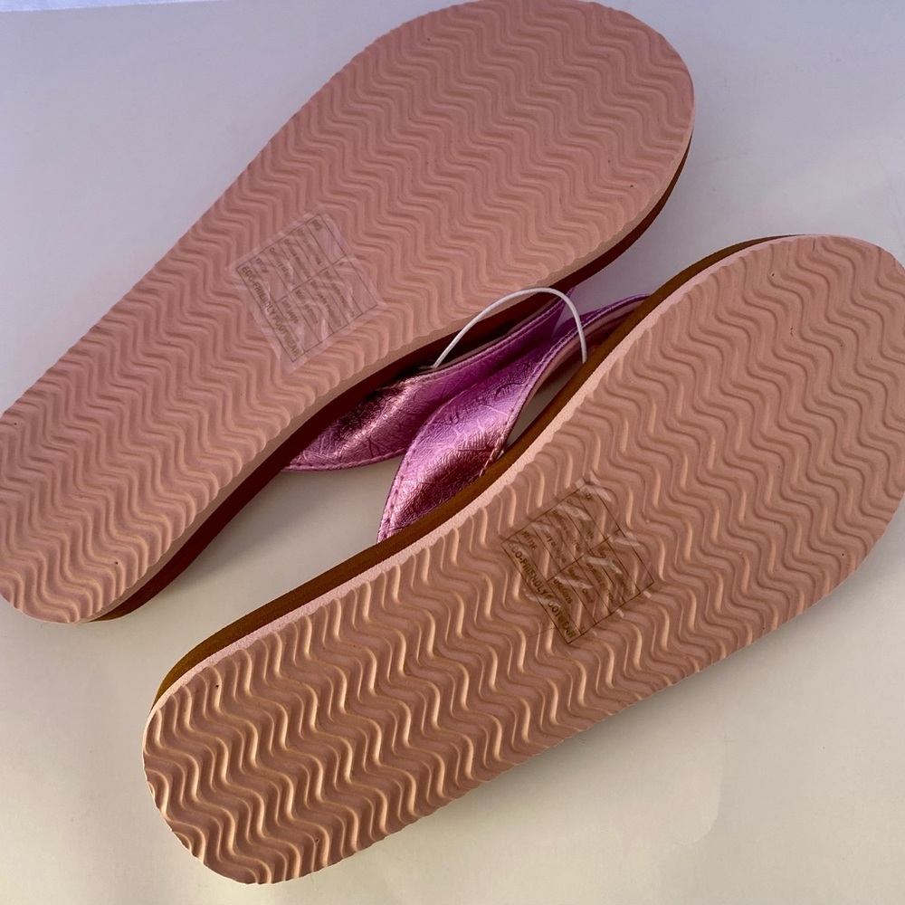 NWT US Polo Assn. Women's 8 Sandals. Pink Padded Straps, Cushioned Tan Footbed - Picture 6 of 10